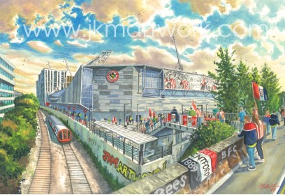 Brentford FC - GTECH Stadium 'Going to the Match' Art Wall Art Print